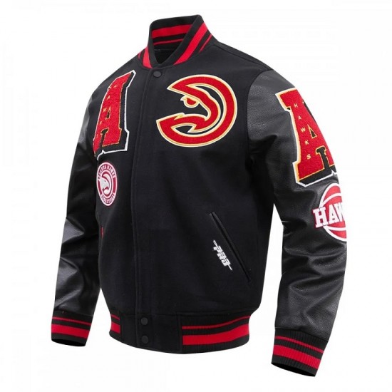 Atlanta Hawks Mash Up Logo Wool Varsity Jacket Atlanta Hawks Mash Up Logo Wool Varsity Jacket