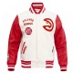 Atlanta Hawks Off White Wool Varsity Jacket