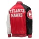 Hawks Reliever Atlanta Red/Black Satin Raglan Full-Snap Jacket Hawks Reliever Atlanta Red/Black Satin Raglan Full-Snap Jacket