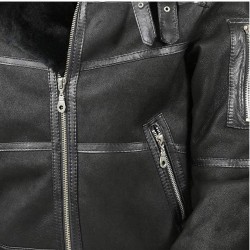 Shearling Aviator B16 Sheepskin Real Leather Jacket Winter Bomber Jacket 