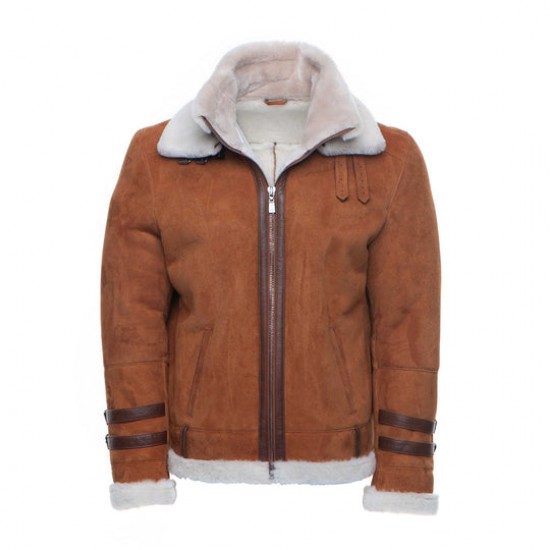 Aviator bomber Suede shearling jacket