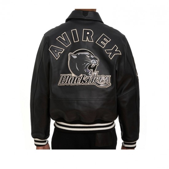 Avirex Blackhawks Black Biker Varsity Jacket