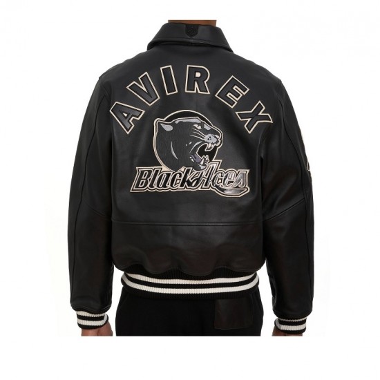 Avirex Blackhawks Black Biker Varsity Jacket Avirex Blackhawks Black Biker Varsity Jacket