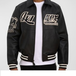 Avirex Blackhawks Black Biker Varsity Jacket
