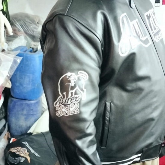 Avirex Blackhawks Black Biker Varsity Jacket Avirex Blackhawks Black Biker Varsity Jacket