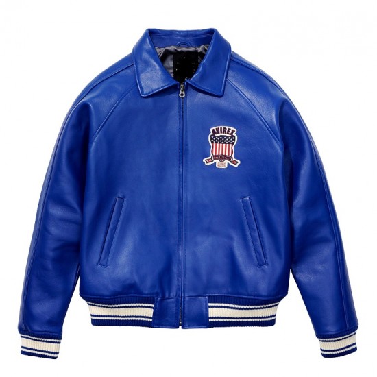 Avirex Limited Edition Blue Icon Croc Leather Jacket