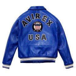 Avirex Limited Edition Blue Icon Croc Leather Jacket 
