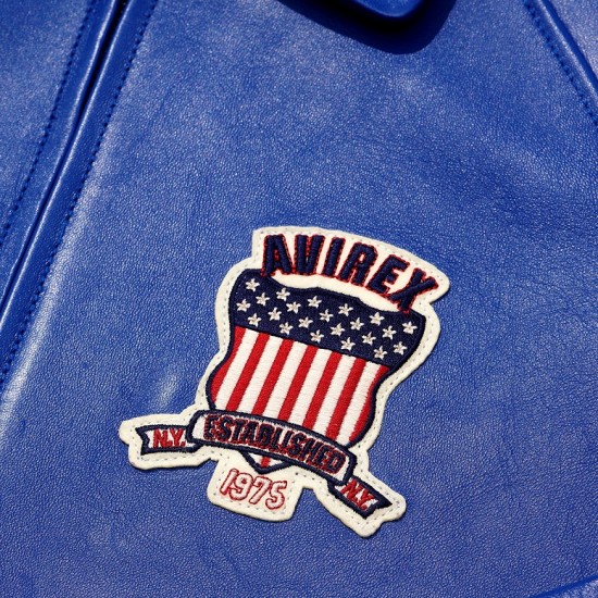 Avirex Limited Edition Blue Icon Croc Leather Jacket