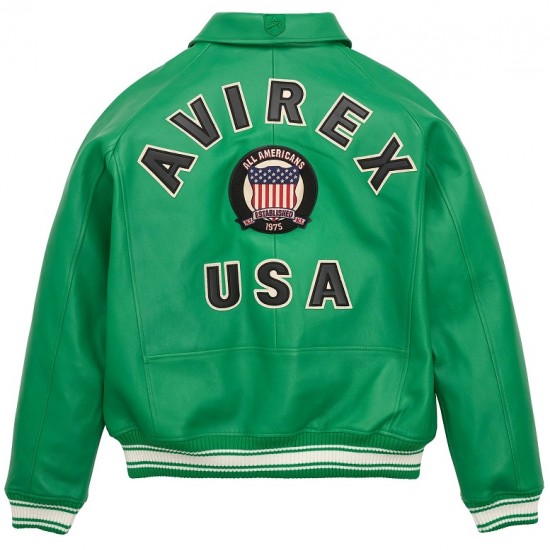 Avirex Limited Edition Green Icon Croc Leather Jacket