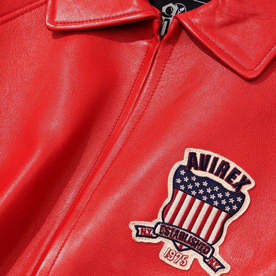 Limited Edition Red Icon Croc Avirex Leather Jacket 