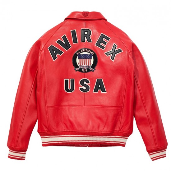 Limited Edition Red Icon Croc Avirex Leather Jacket 