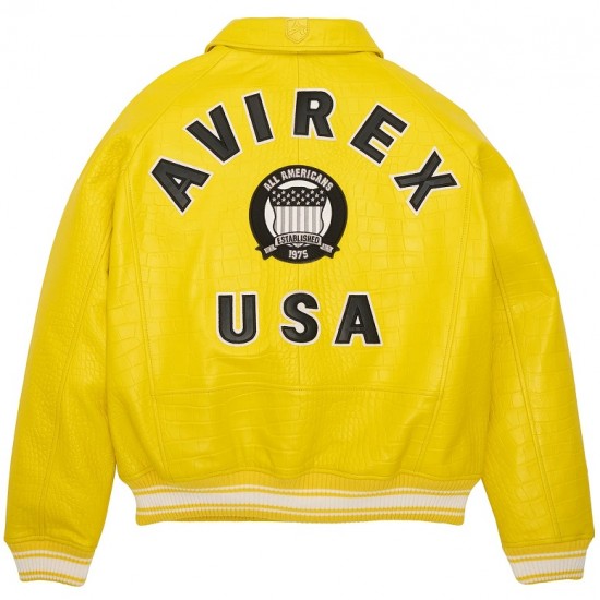 Yellow Icon Croc Avirex Limited Edition Leather Jacket Yellow Icon Croc Avirex Limited Edition Leather Jacket