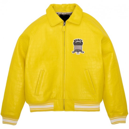 Yellow Icon Croc Avirex Limited Edition Leather Jacket Yellow Icon Croc Avirex Limited Edition Leather Jacket