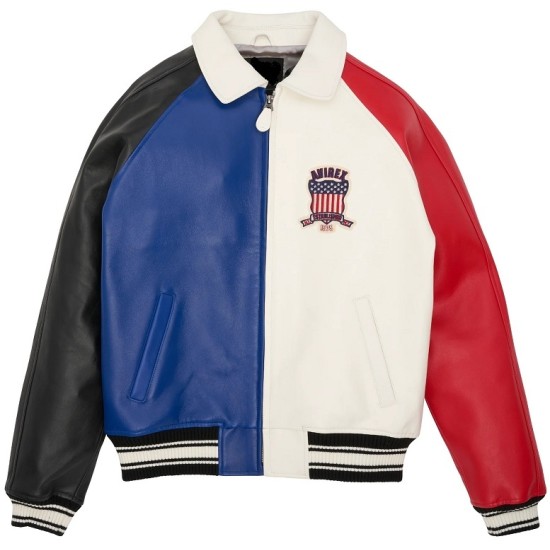 Mens Blue Colorblock Icon Military Avirex Bomber Jacket