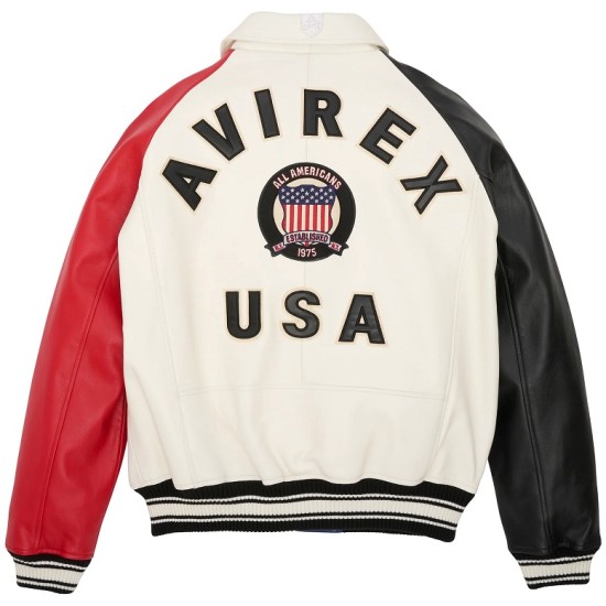 Mens Blue Colorblock Icon Military Avirex Bomber Jacket
