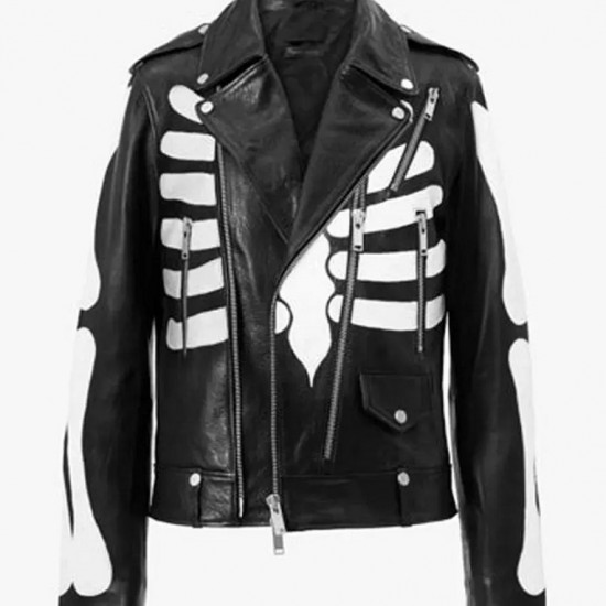 Guns N Roses Axl Rose Skeleton Motorcycle Costume Leather Jacket Guns N Roses Axl Rose Skeleton Motorcycle Costume Leather Jacket