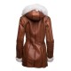 Ayva's Tan Shearling coat with fox fur trim Hoodie Coat