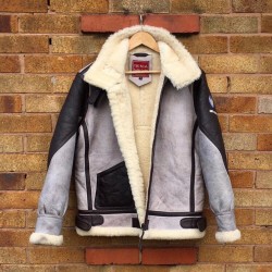 Mens Vintage Military Winter Coat Real Leather Real Fur B3 Bomber Leather Jacket