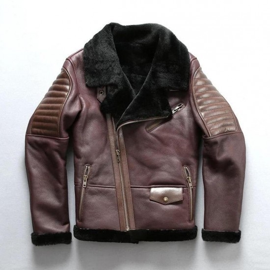 Mens Genuine Cow Skin Real Fur Shearling Jacket Mens Genuine Cow Skin Real Fur Shearling Jacket