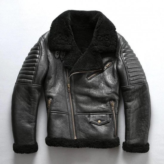 Mens Genuine Cow Skin Real Fur Shearling Jacket Mens Genuine Cow Skin Real Fur Shearling Jacket