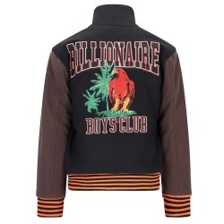 BBC Patch-detailed Button-Up Black Varsity Jacket