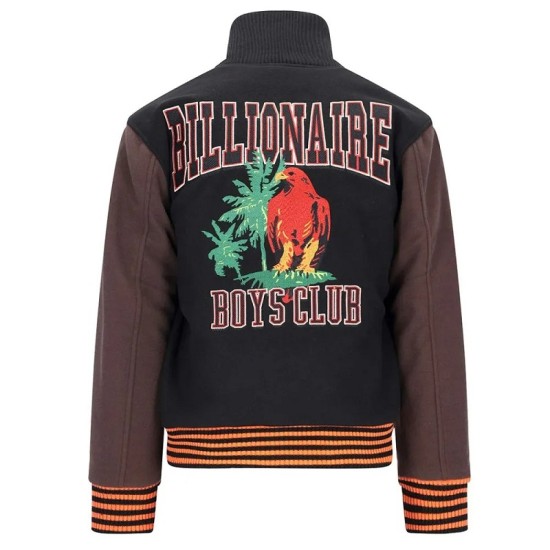 BBC Patch-detailed Button-Up Black Varsity Jacket