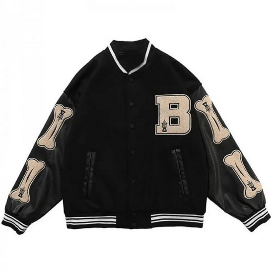 Skeleton Bad To The Bone Baseball Jacket Skeleton Bad To The Bone Baseball Jacket