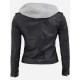 Bagheria Womens Black Hooded Leather Jacket