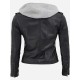 Bagheria Womens Black Hooded Leather Jacket Bagheria Womens Black Hooded Leather Jacket