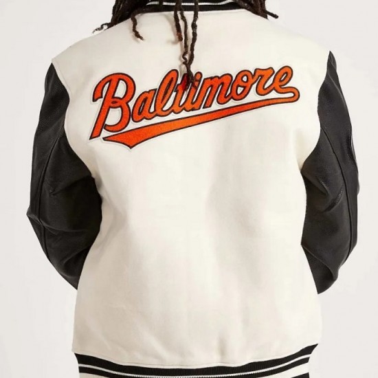 Baltimore Orioles Black and Off White Varsity Jacket