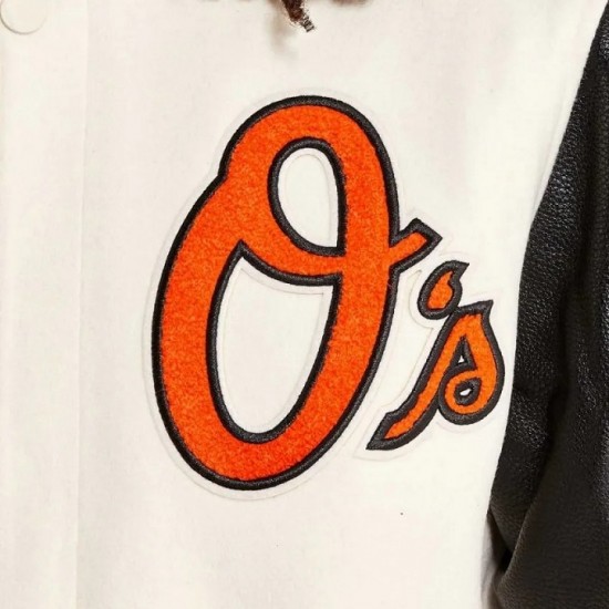 Baltimore Orioles Black and Off White Varsity Jacket