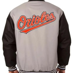 Poly Twill Baltimore Orioles Black and Gray Full-Snap Jacket