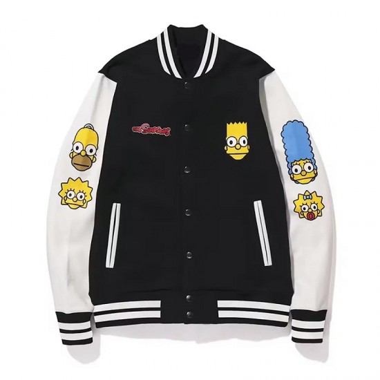 Bape Simpsons Baby Milo Black Varsity Jacket Bape Simpsons Baby Milo Black Varsity Jacket