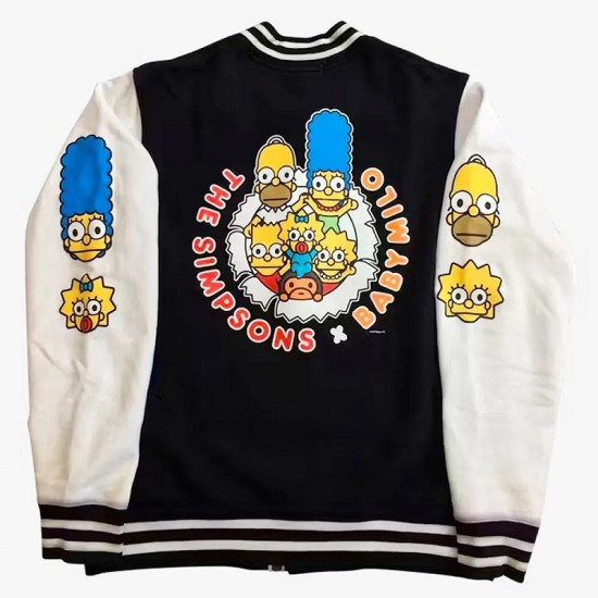 Bape Simpsons Baby Milo Black Varsity Jacket Bape Simpsons Baby Milo Black Varsity Jacket