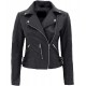 Bari Women's Black Slim Fit Biker Style Real Leather Jacket