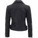 Bari Women's Black Slim Fit Biker Style Real Leather Jacket