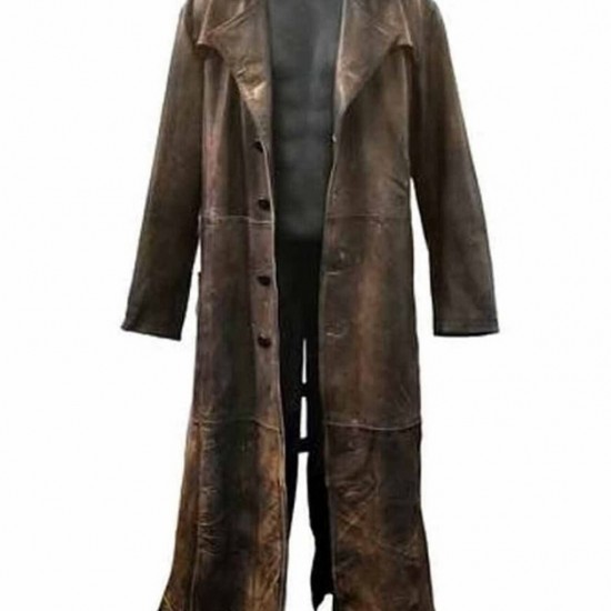 Bat-man Knightmare Dawn of Justice Brown Leather Long Trench Coat Costume