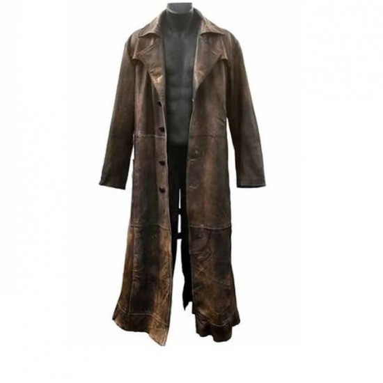 Bat-man Knightmare Dawn of Justice Brown Leather Long Trench Coat Costume