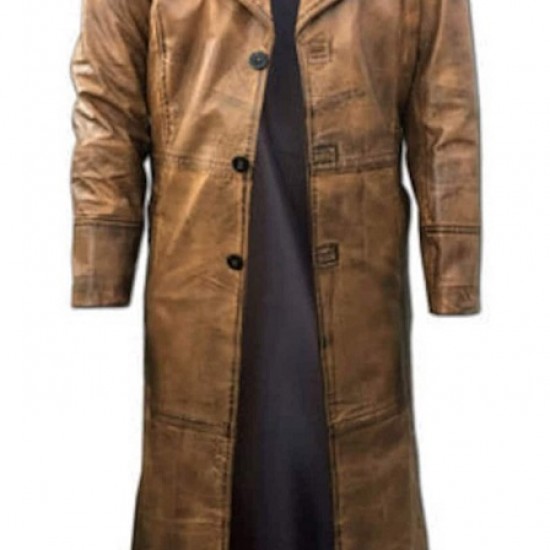 Bat-man Knightmare Dawn of Justice Brown Leather Long Trench Coat