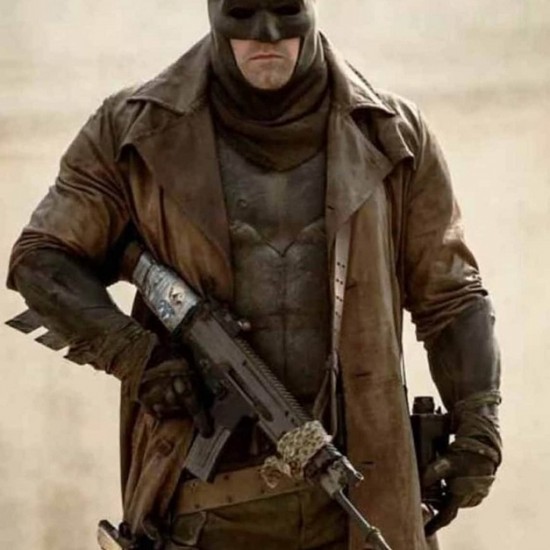 Bat-man Knightmare Dawn of Justice Brown Leather Long Trench Coat Bat-man Knightmare Dawn of Justice Brown Leather Long Trench Coat