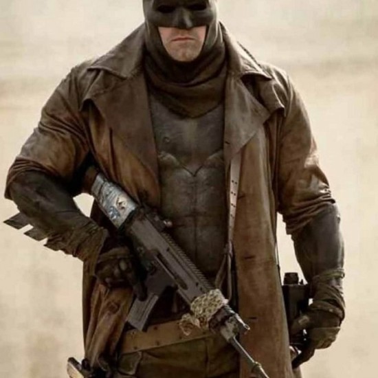 Bat-man Knightmare Dawn of Justice Brown Leather Long Trench Coat