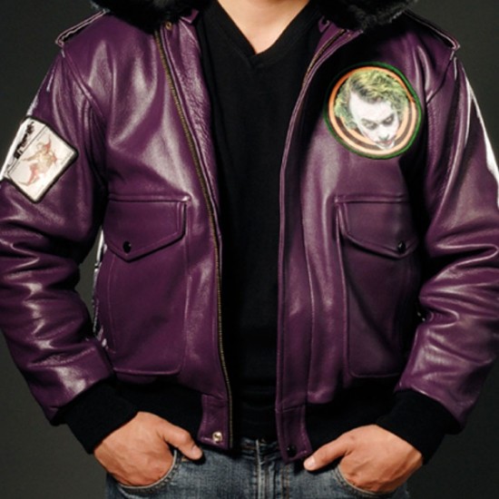 Joker Goon Batman Bomber Purple Leather Jacket Joker Goon Batman Bomber Purple Leather Jacket