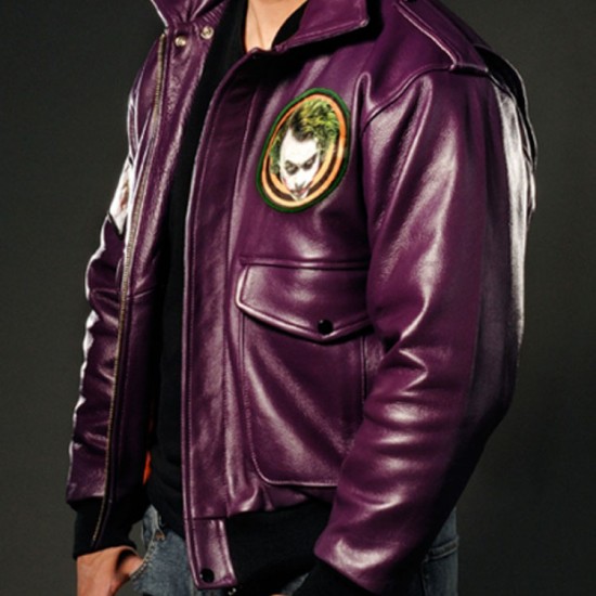 Joker Goon Batman Bomber Purple Leather Jacket Joker Goon Batman Bomber Purple Leather Jacket
