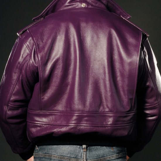 Joker Goon Batman Bomber Purple Leather Jacket Joker Goon Batman Bomber Purple Leather Jacket