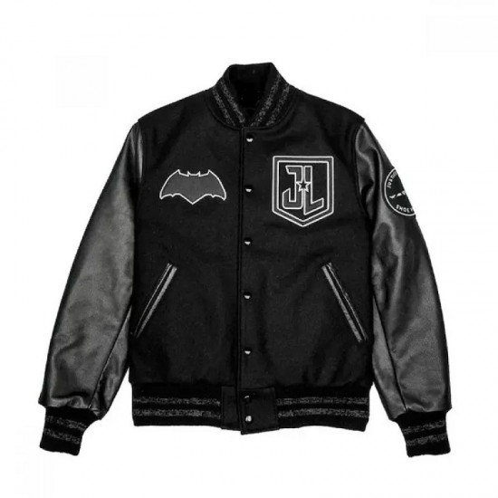 Batman Justice League Black Varsity Jacket Batman Justice League Black Varsity Jacket