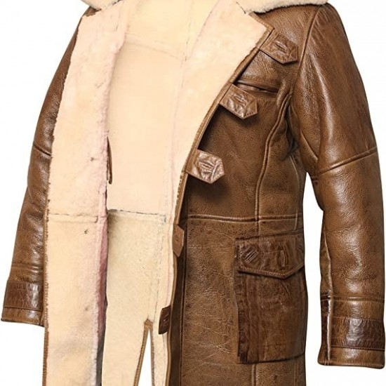 Bane Coat Knight Rises Tom Hardy Shearling Winter Leather Jacket