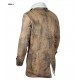 Bane Dark Knight Rises Fur Shearling Pea Coat Men's Distressed Trench Leather Jacket