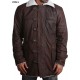 Bane Dark Knight Rises Fur Shearling Pea Coat Men's Distressed Trench Leather Jacket