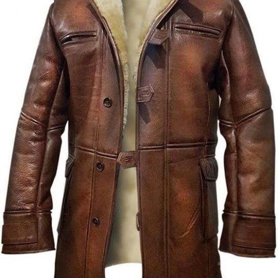 Bane Coat Knight Rises Tom Hardy Shearling Winter Leather Jacket