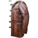 Bane Dark Knight Rises Fur Shearling Pea Coat Men's Distressed Trench Leather Jacket